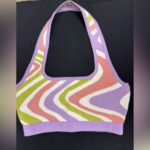 Buttermelon Retro Wave Knit Tank Top in Lavender, Coral & Olive